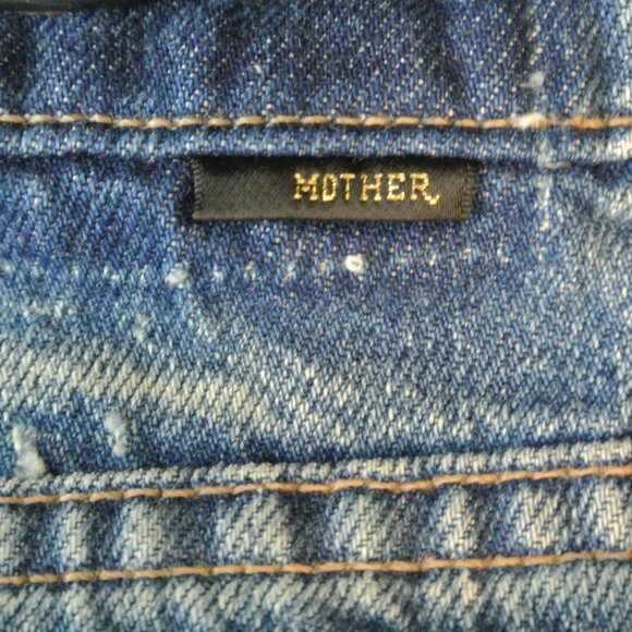 MOTHER Blue Distressed Wide Leg Jeans - Picture 10 of 16